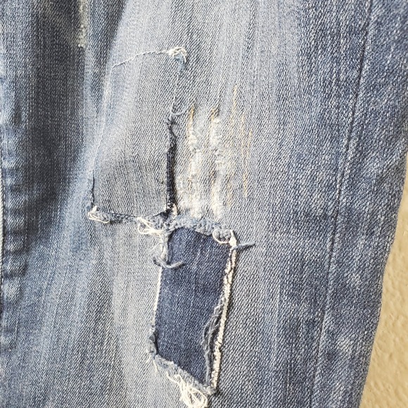 Anthropologie Pilcro and the Letterpress Patched Distressed Jeans Blue Size 32 - Picture 8 of 13